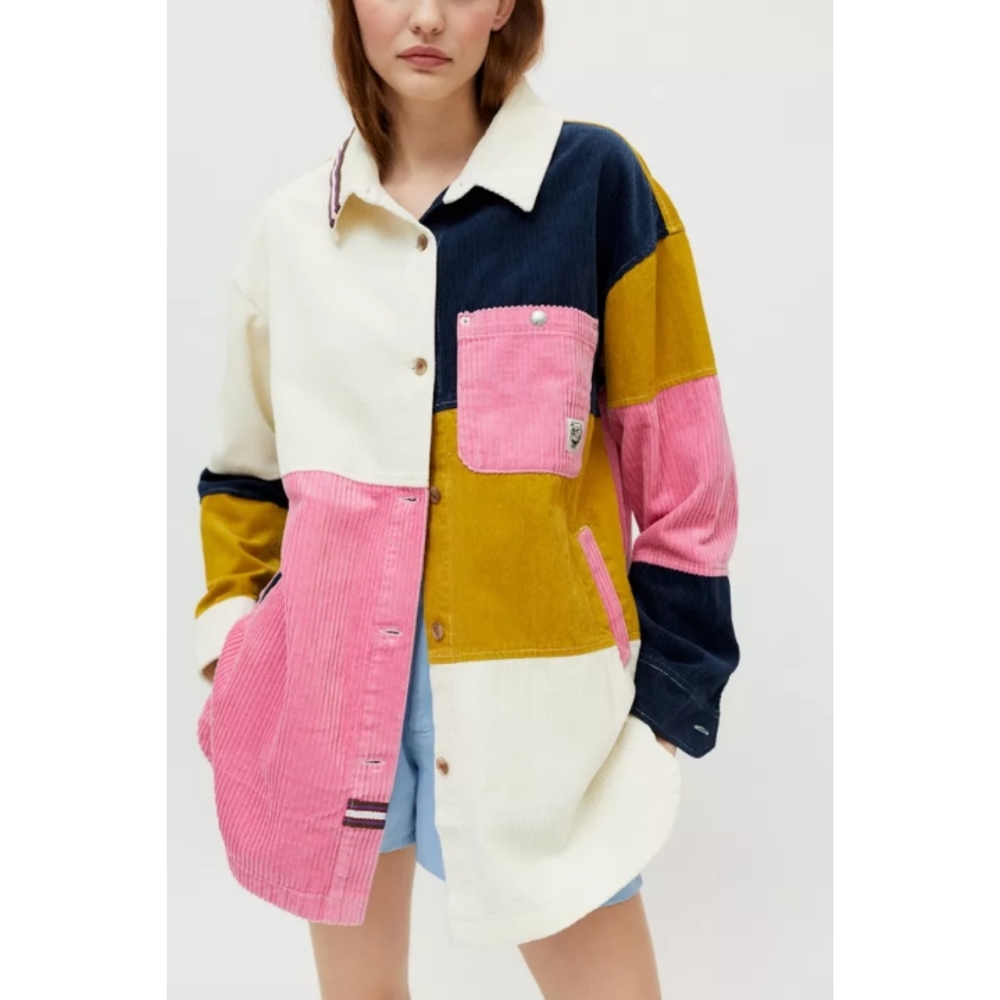 BDG Colorblock Corduroy Shacket in Pink, Mustard, Navy, Cream - Picture 13 of 16